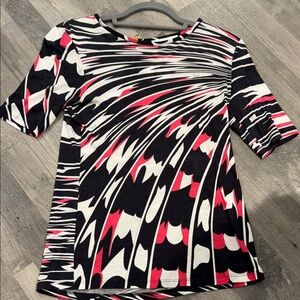 Emilio Pucci Black and Pink Abstract Short Sleeve Top